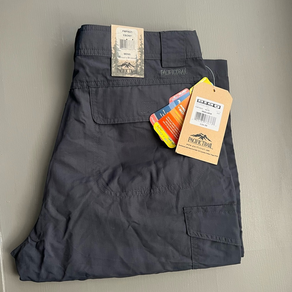 Pacific Trail Convertible Hiking Pants - Ebony - Size 34 x 32